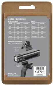 Knog Blinder 600 valosetti eteen ja taakse